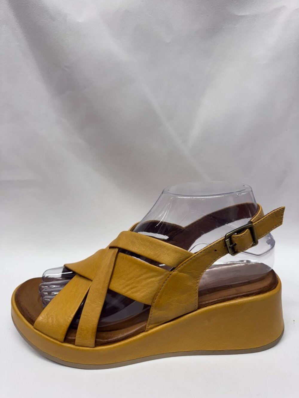 MIZ MOOZ WOMEN'S WEDGE PLATFORM SANDALS ANKLE BUCKLE OCRE 37EU / 7US # T-101 - Picture 4 of 5